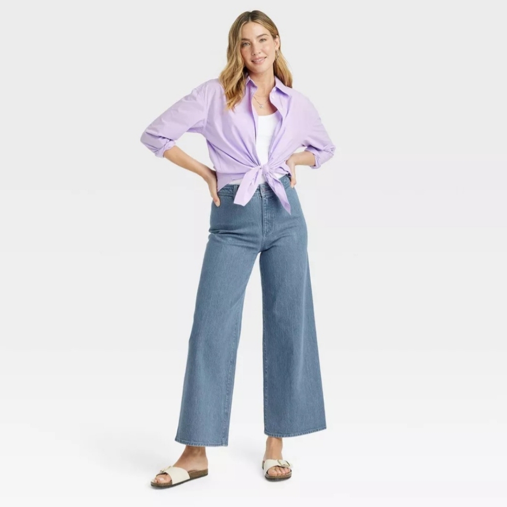 NEW! Universal Thread High Rise Sailor Wide Leg Ankle Jeans in Gray Wash Size 12